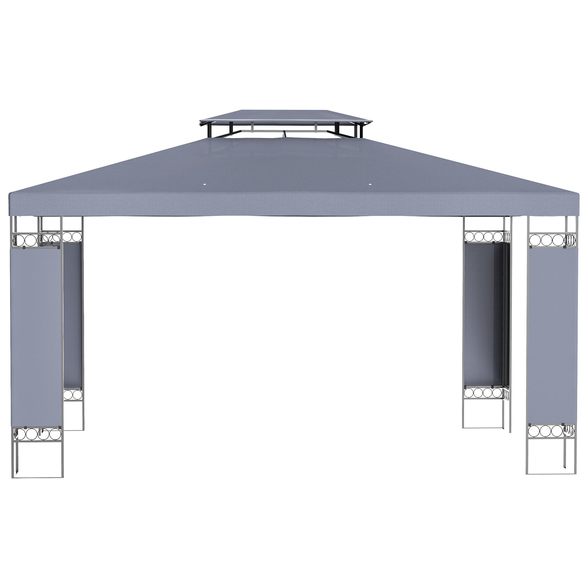 10' x 13' Outdoor Gazebo, Double Roof Patio Gazebo Canopy Shelter with Screen Decorate Corner Frame, Grey