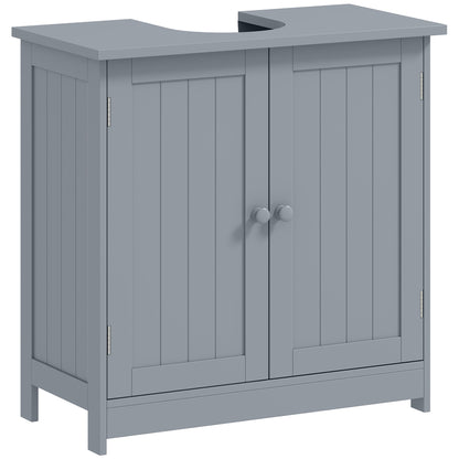 Bathroom Vanity, 24" Pedestal Sink Bathroom Vanity Furniture with 2 Doors and Shelf, Grey