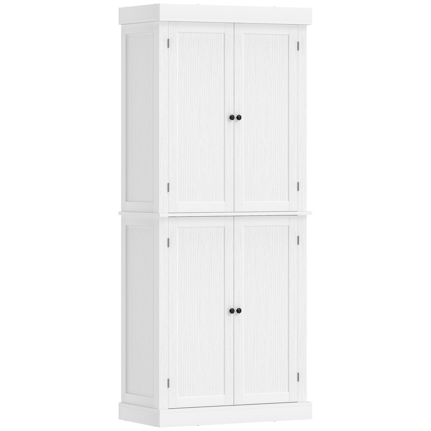 72.5" Freestanding Kitchen Pantry Cabinet with 4 Doors, White