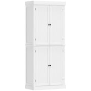 72.5" Freestanding Kitchen Pantry Cabinet with 4 Doors, White
