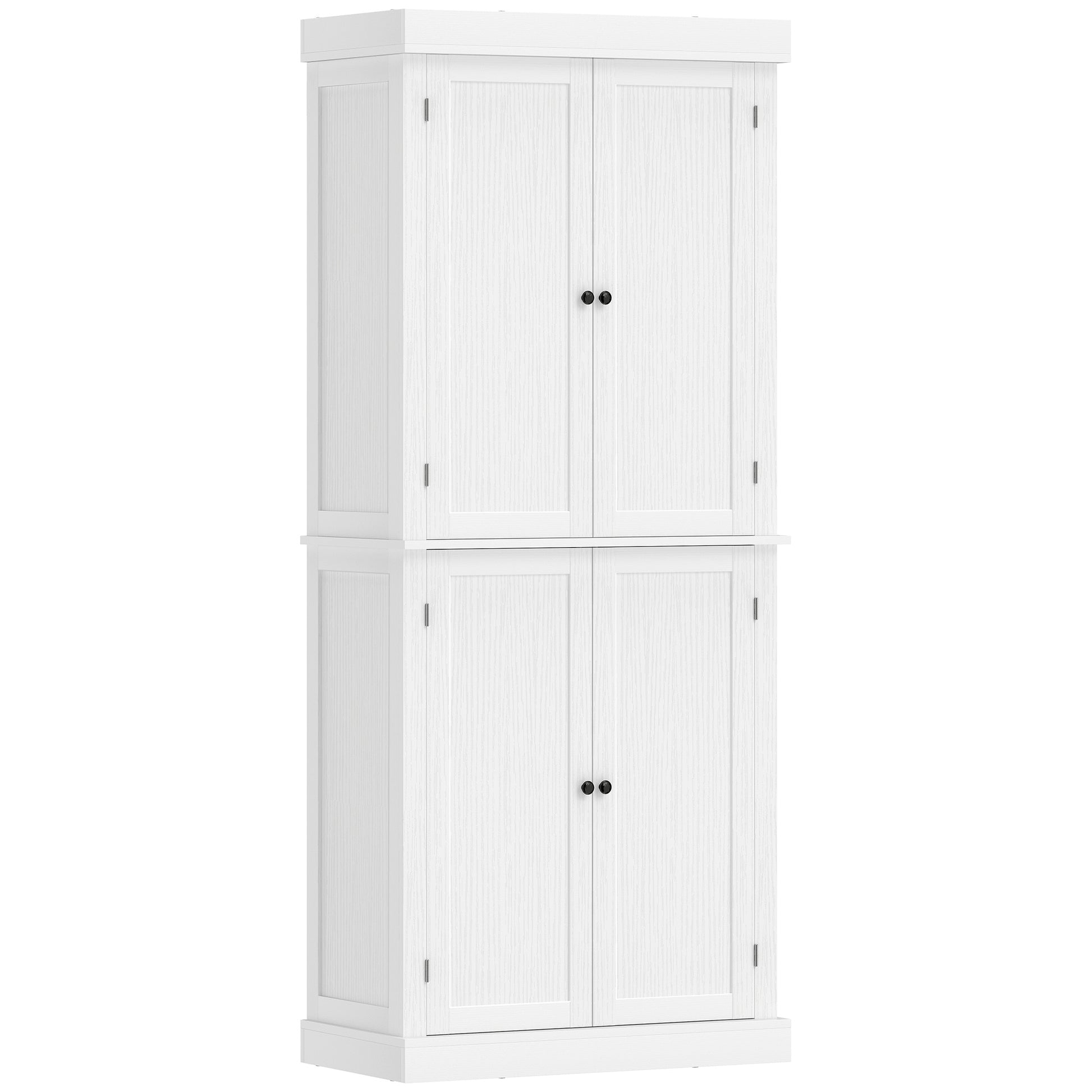 72.5" Freestanding Kitchen Pantry Cabinet with 4 Doors, White