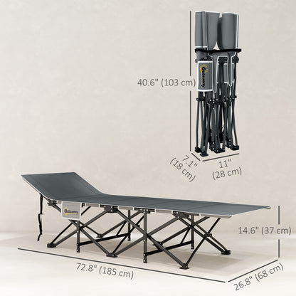 25.6" Wide Folding Bed, Camping Cot for Adults with Mattress, Carry Bag, Storage Pocket, Max Load 330 LBS, Light Grey