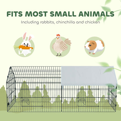 73" Small Animal Cage with Roof, Indoor/Outdoor Use, for Chicken, Rabbits, Chinchillas, Silver