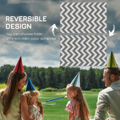 Reversible Outdoor RV Rug, Patio Floor Mat, 4' x 6' Plastic Straw Rug for Backyard, Deck, Beach, Camping, Grey & White