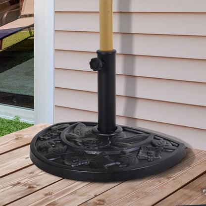 20 lbs Resin Half Round Patio Umbrella Base 20" Outdoor Decorative Parasol Stand Holder For Φ1.5", Φ1.9" Pole, Black