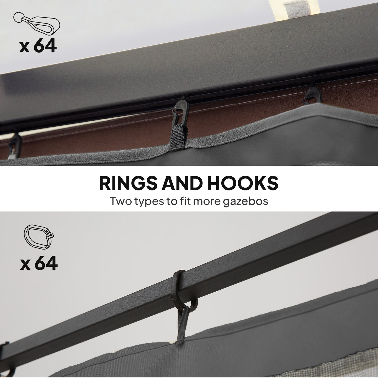 Replacement Mosquito Netting for Gazebo 13' x 13' Black Screen Walls for Canopy with Zippers, Dark Grey