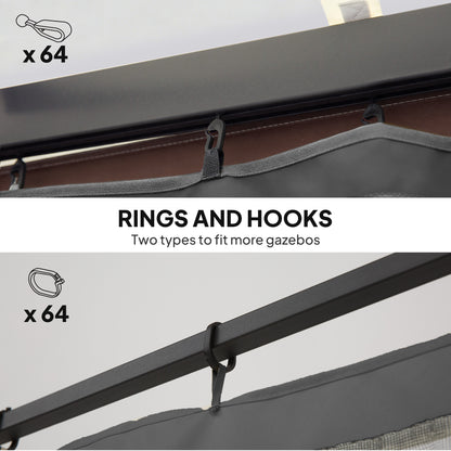 Replacement Mosquito Netting for Gazebo 13' x 13' Black Screen Walls for Canopy with Zippers, Dark Grey