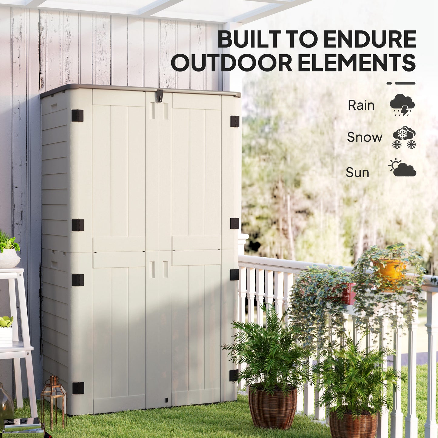 368 Gallon Outdoor Storage Cabinet with Openable Top and Lockable Doors for Lawnmower, Trash Can, Patio Accessories