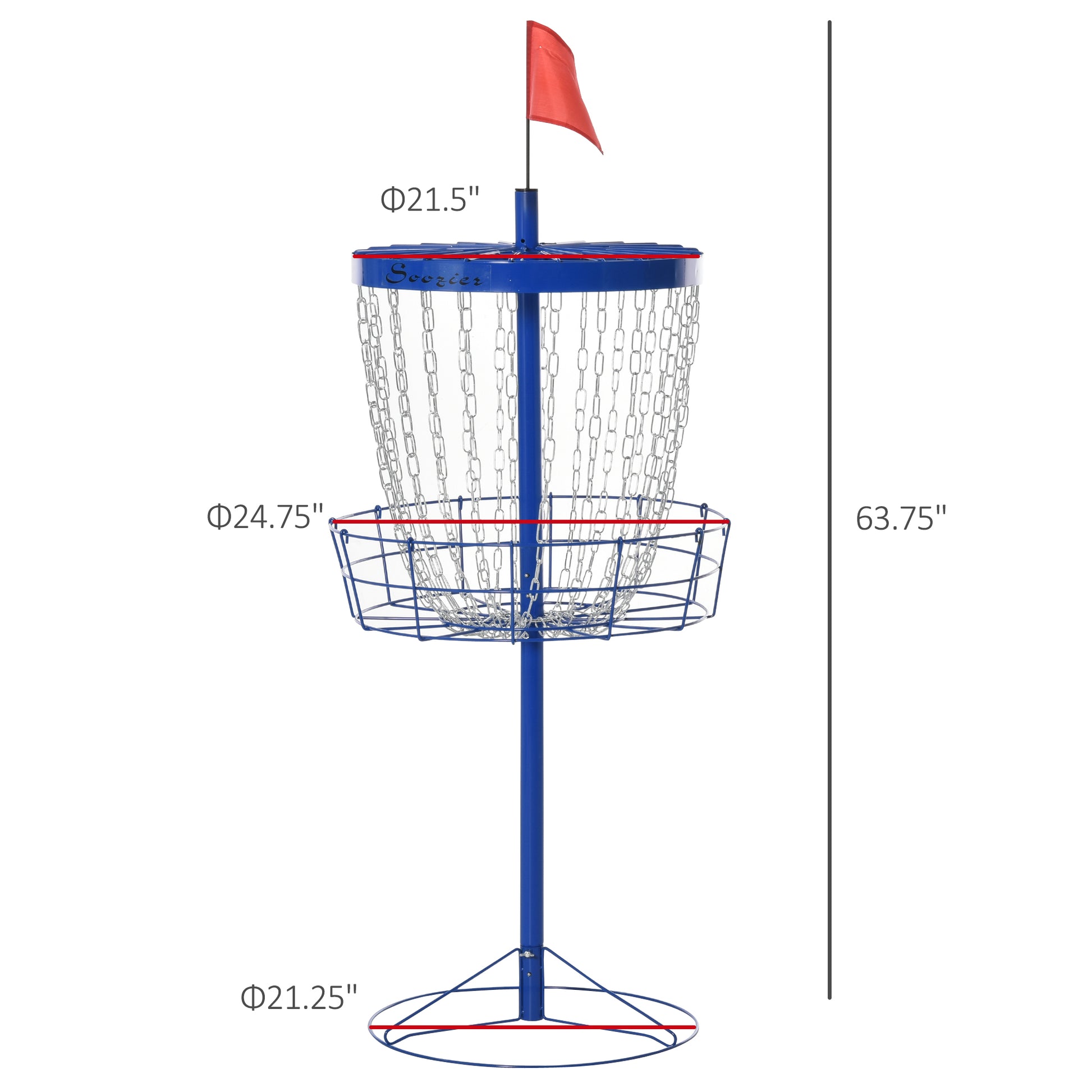Soozier 24-Chain Portable Practice Basket for Disc Golf Target Stand Easy Assembly & Lightweight Basket w/ Carry Bag Deep Blue