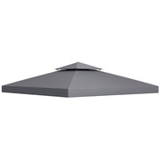 10' x 10' Square 2-Tier Gazebo Canopy Replacement Top Cover Outdoor Garden Sun Shade, Dark Grey