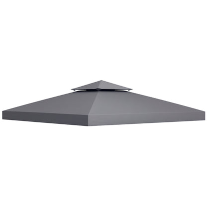 10' x 10' Square 2-Tier Gazebo Canopy Replacement Top Cover Outdoor Garden Sun Shade, Dark Grey