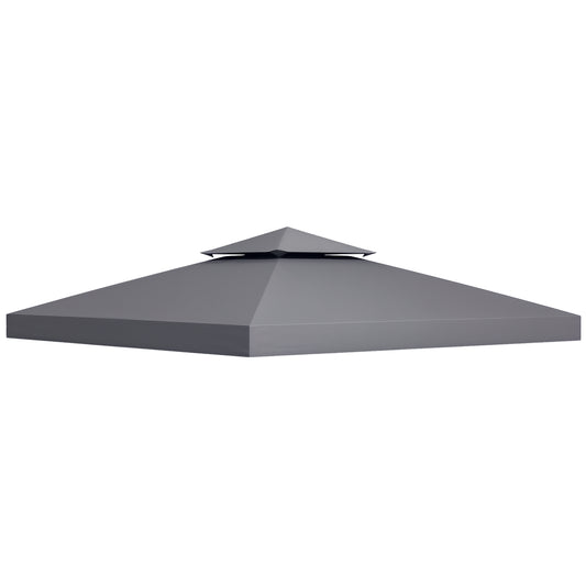 10' x 10' Square 2-Tier Gazebo Canopy Replacement Top Cover Outdoor Garden Sun Shade, Dark Grey