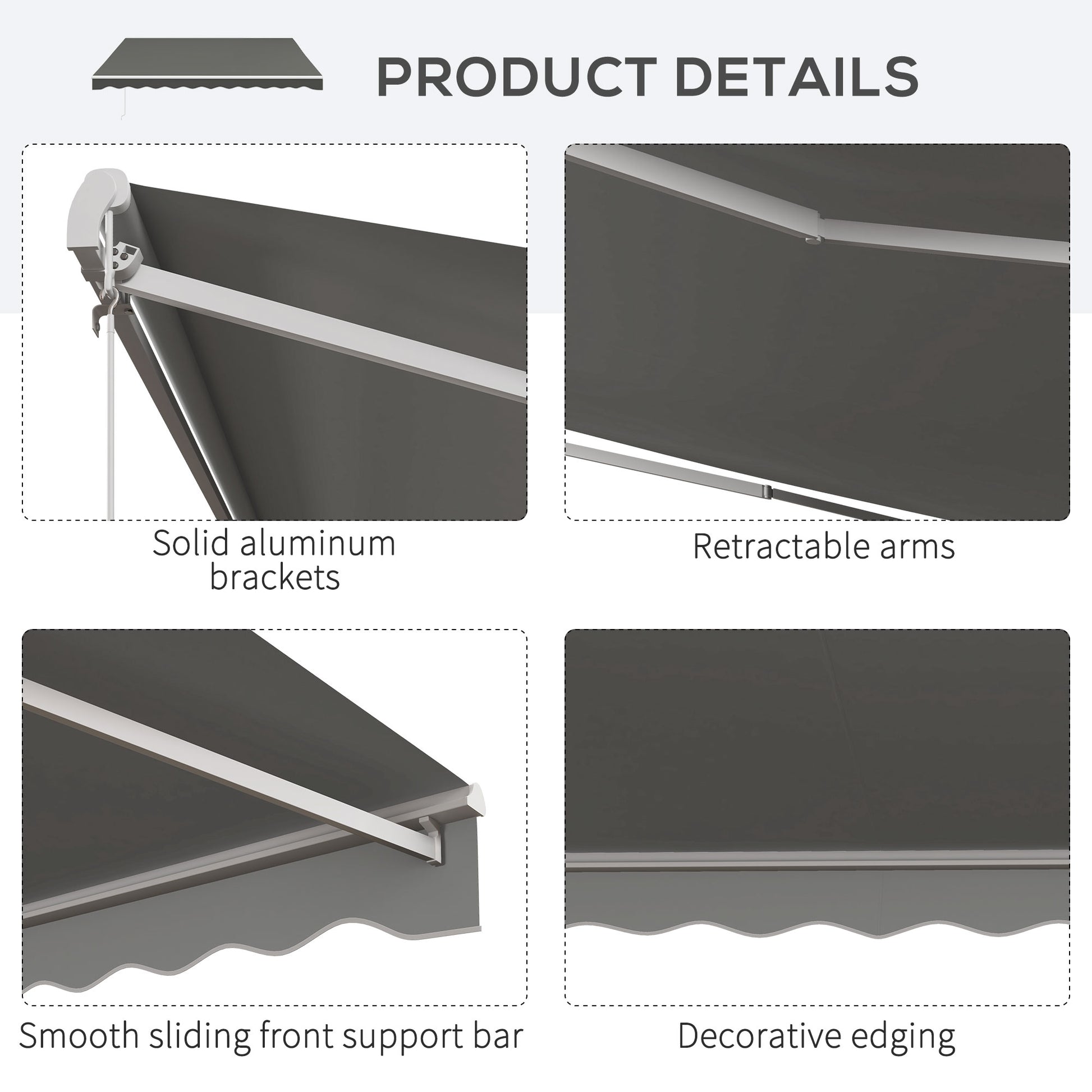 13' x 10' Electric Retractable Awning Sun Shade Shelter w/ Remote Controller for Deck Balcony Yard, Light Grey