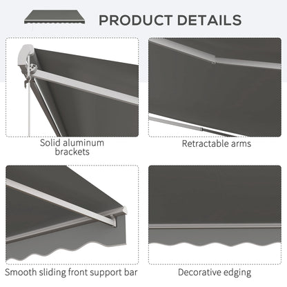 13' x 10' Electric Retractable Awning Sun Shade Shelter w/ Remote Controller for Deck Balcony Yard, Light Grey
