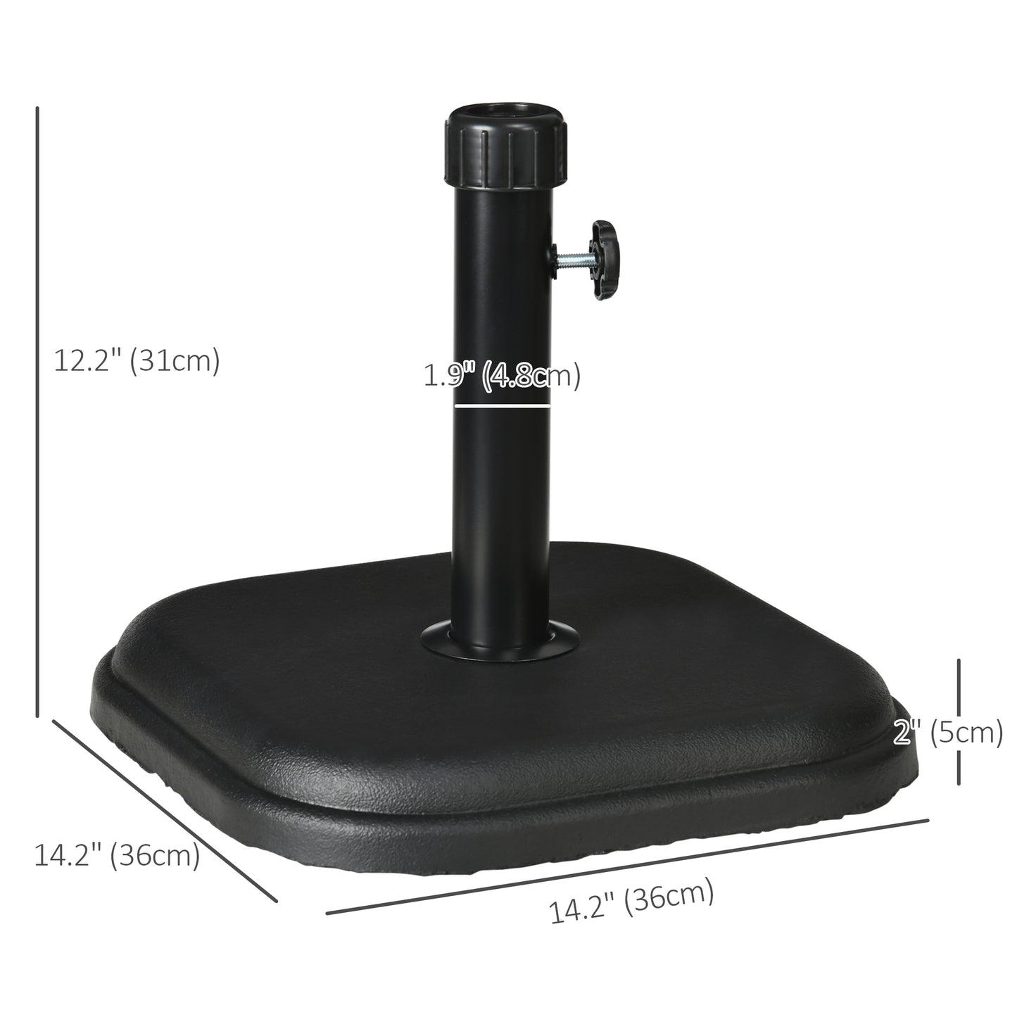 Patio Umbrella Base, 24 lb Heavy Duty Concrete Umbrella Stand, Market Table Umbrella Base Holder for Outdoor, Black
