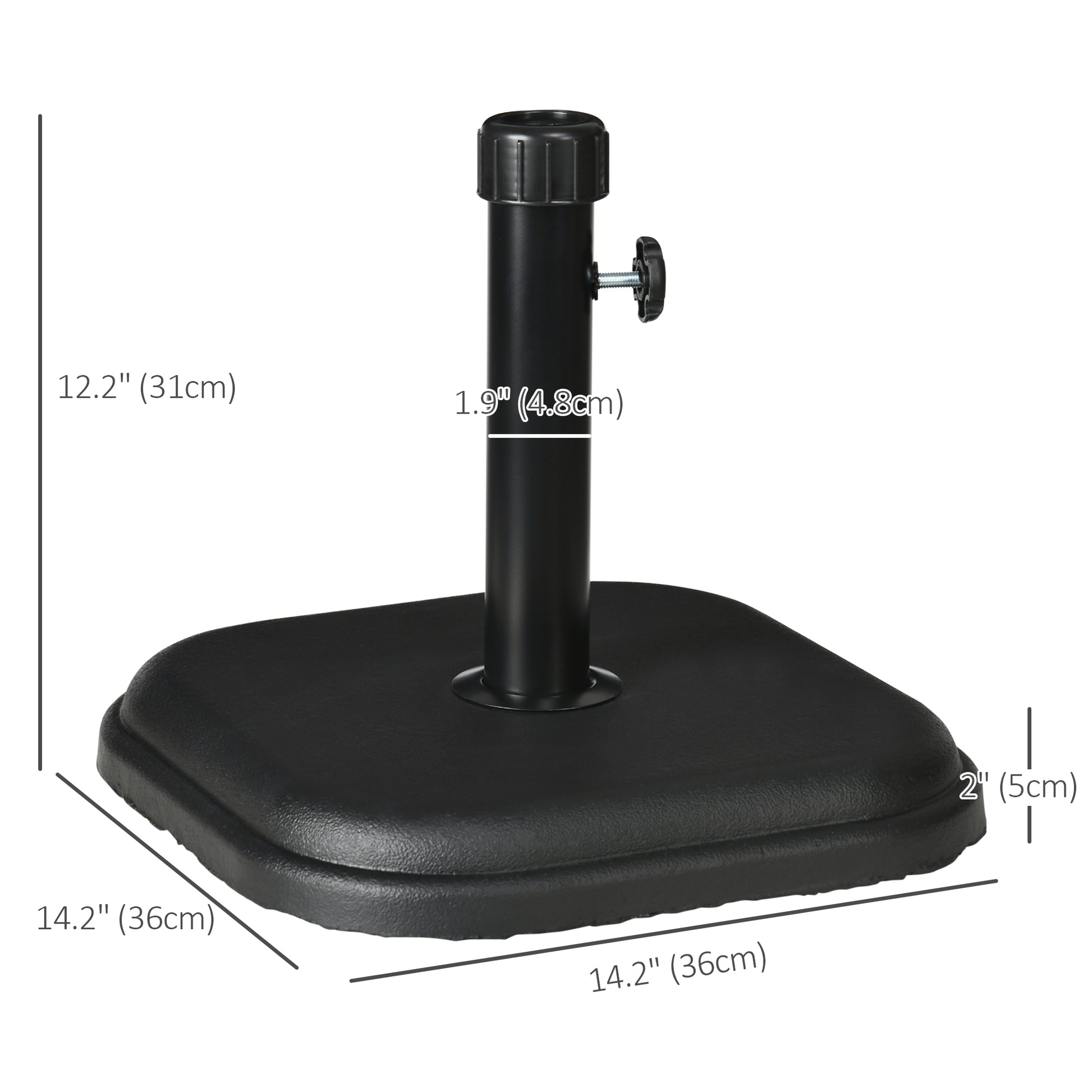 Patio Umbrella Base, 24 lb Heavy Duty Concrete Umbrella Stand, Market Table Umbrella Base Holder for Outdoor, Black