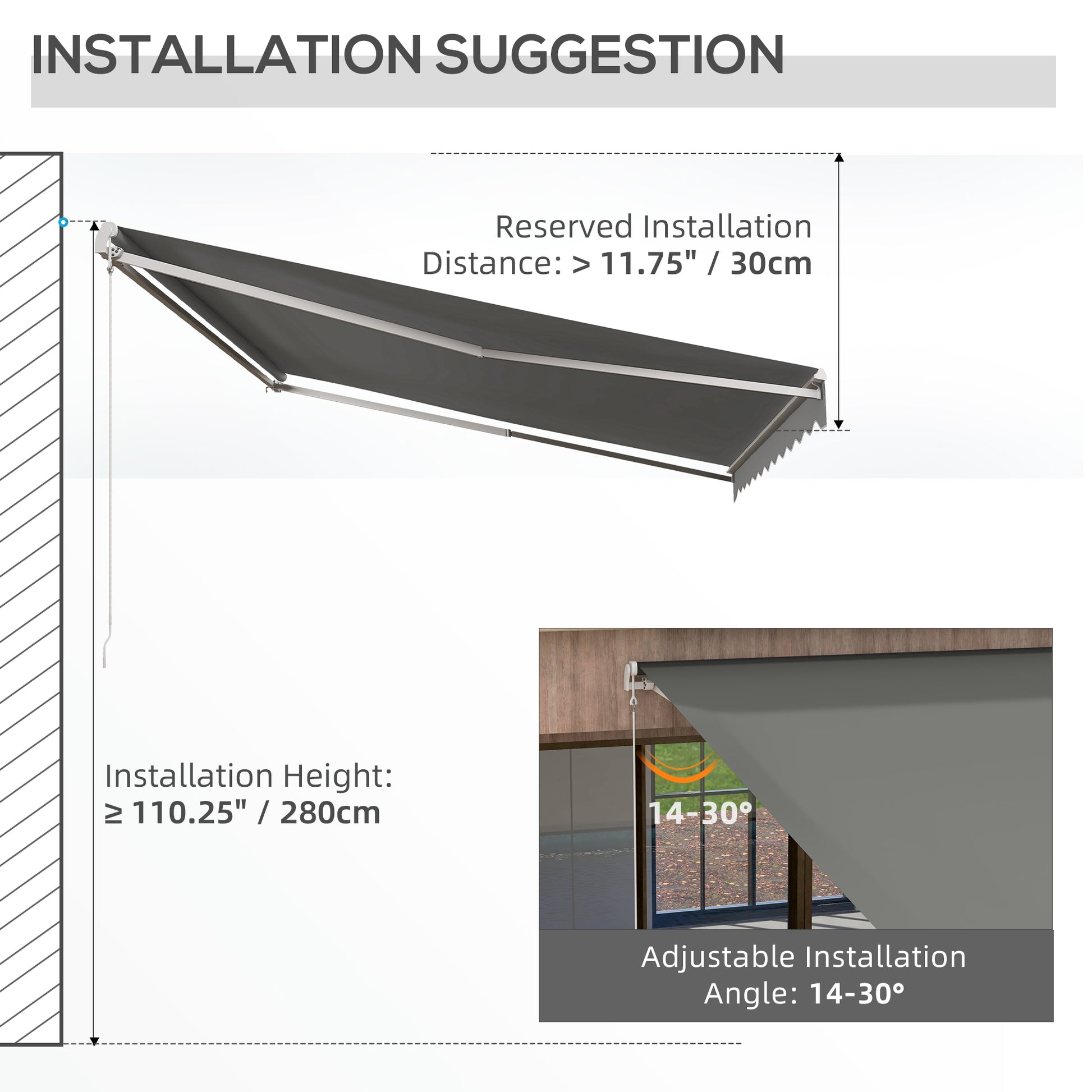 13' x 10' Electric Retractable Awning Sun Shade Shelter w/ Remote Controller for Deck Balcony Yard, Light Grey