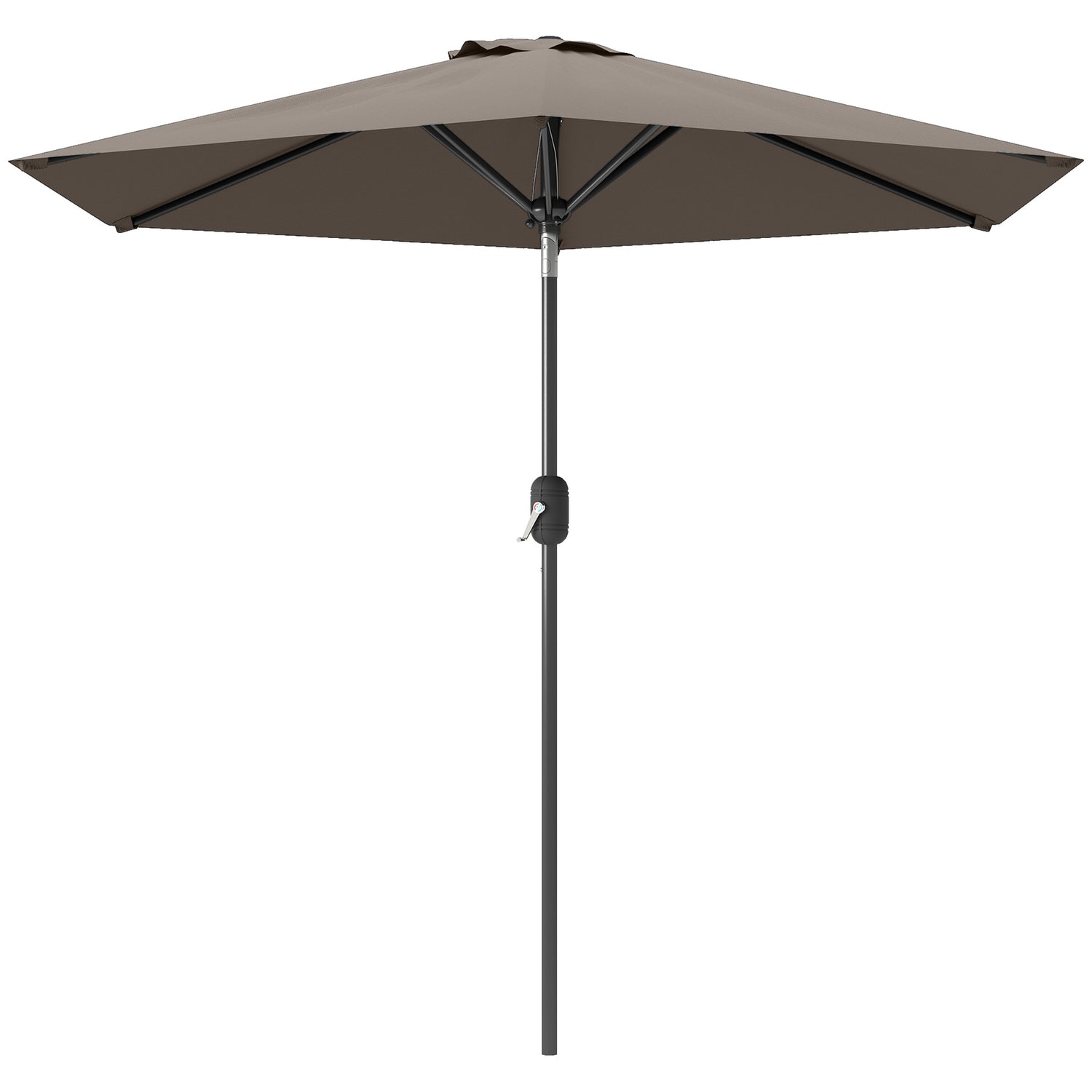 Patio Sun Umbrella, Outdoor Parasol with 6 Ribs, Dark Grey