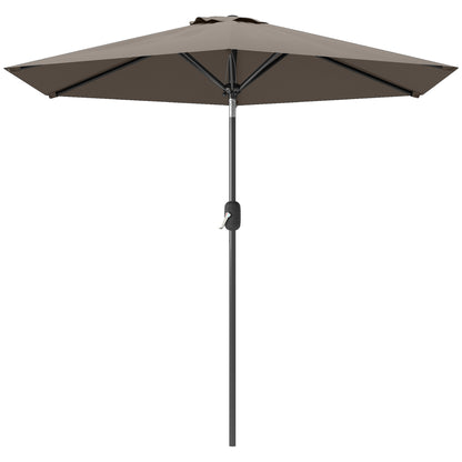 Patio Sun Umbrella, Outdoor Parasol with 6 Ribs, Dark Grey