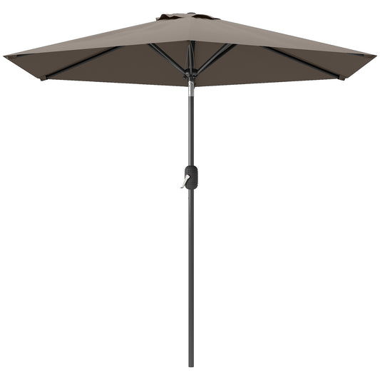 Patio Sun Umbrella, Outdoor Parasol with 6 Ribs, Dark Grey