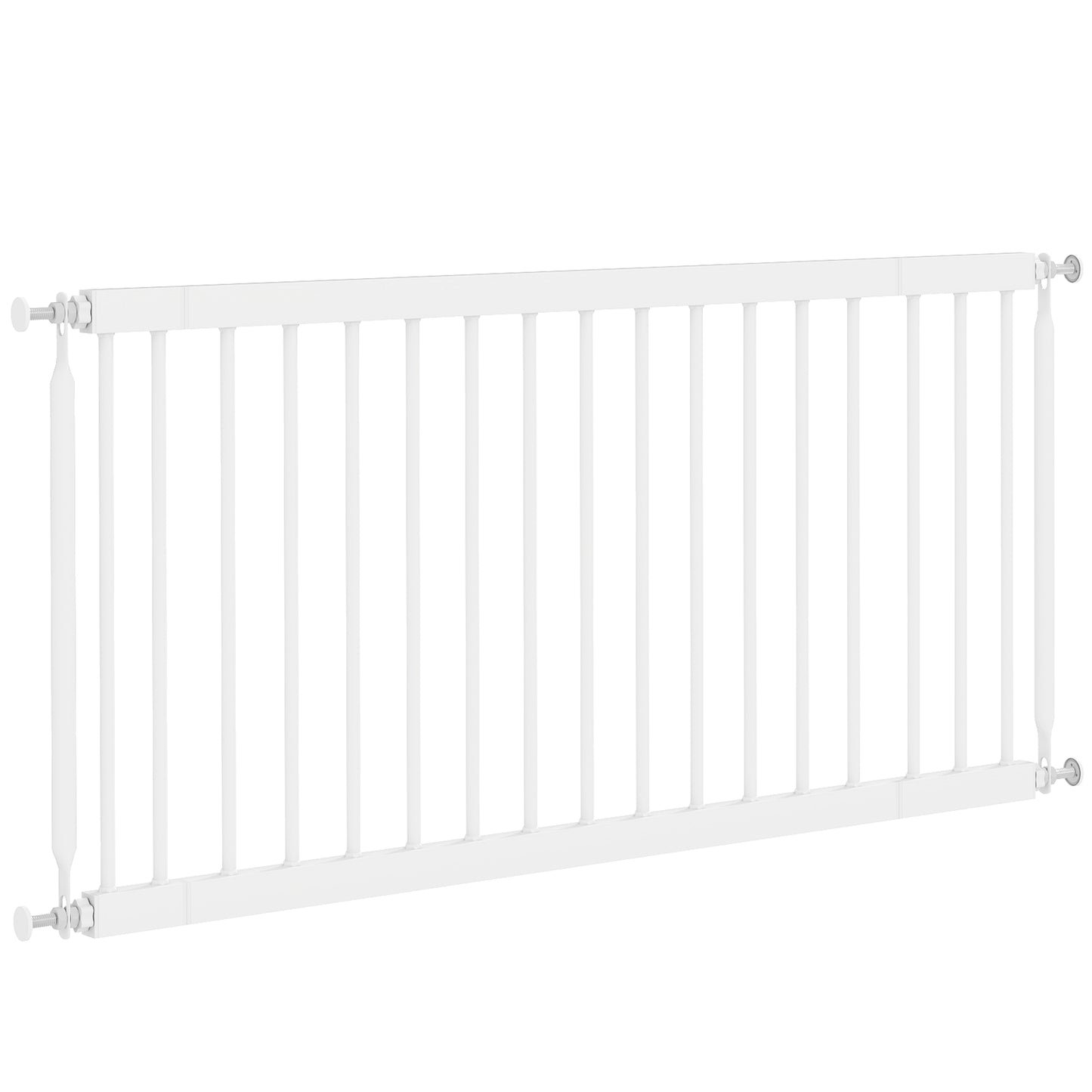 26"-37" Dog Gate, Adjustable Pet Gate, Fits 18" Tall with 2 Extension, Pressure Mount Kit for Stairs and Doorways, White