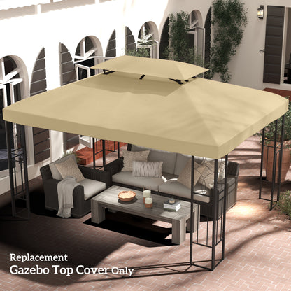 13' x 10' Gazebo Cover, Gazebo Replacement Canopy with 2 Tier Top for Garden, Patio, Outdoor, Beige