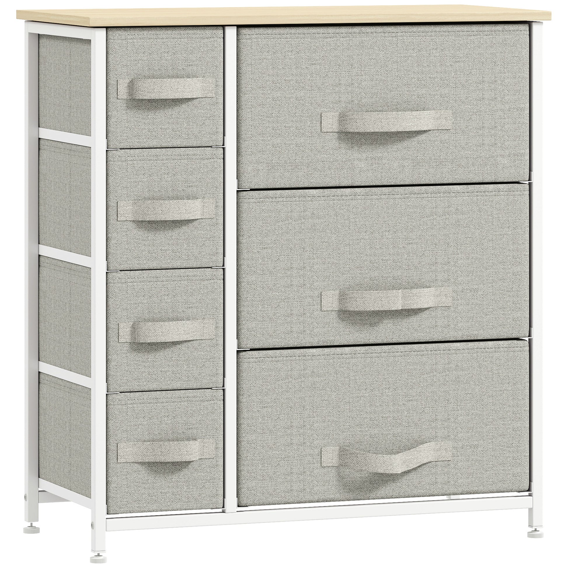 Dresser with 7 Drawers, Chest of Drawers with Metal Frame, Fabric Dresser for Living Room, Light Grey