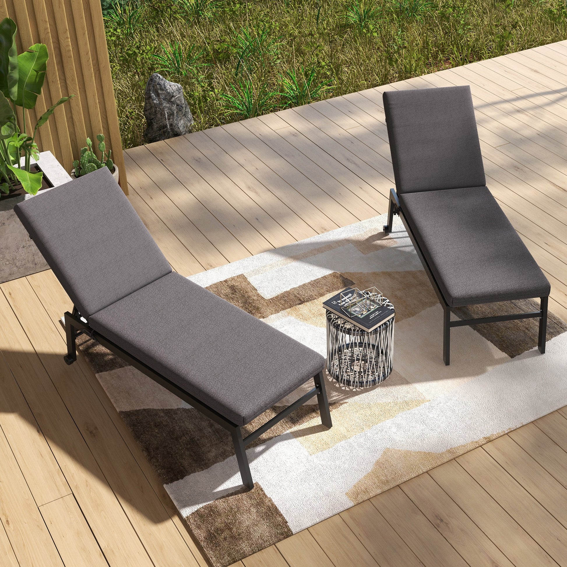2-Piece Back and Seat Cushion Pillows Replacement, Patio Chair Cushions Set with Ties for Indoor Outdoor, Grey