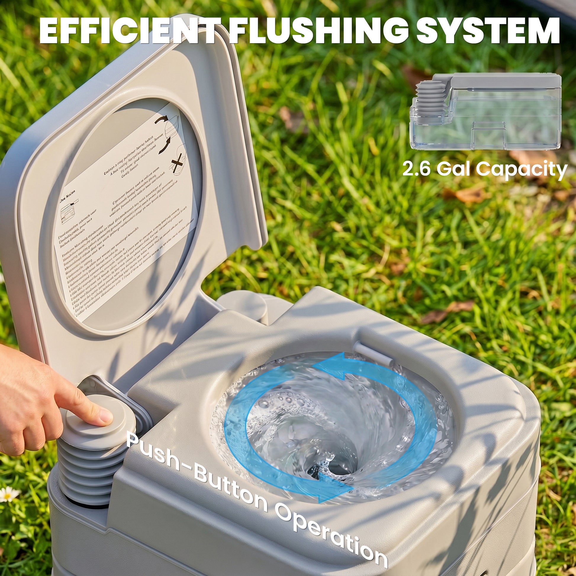 Portable Camping Toilet, Porta Potty with 2.6 Gal Waste Tank & 2.6 Gal Flush Tank, Leak-Proof and Odourless