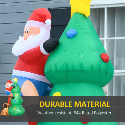 5.9ft Inflatable Christmas Tree, Santa Claus, Dog, LED Lights, Indoor, Outdoor, Home, Garden, Lawn, Decoration