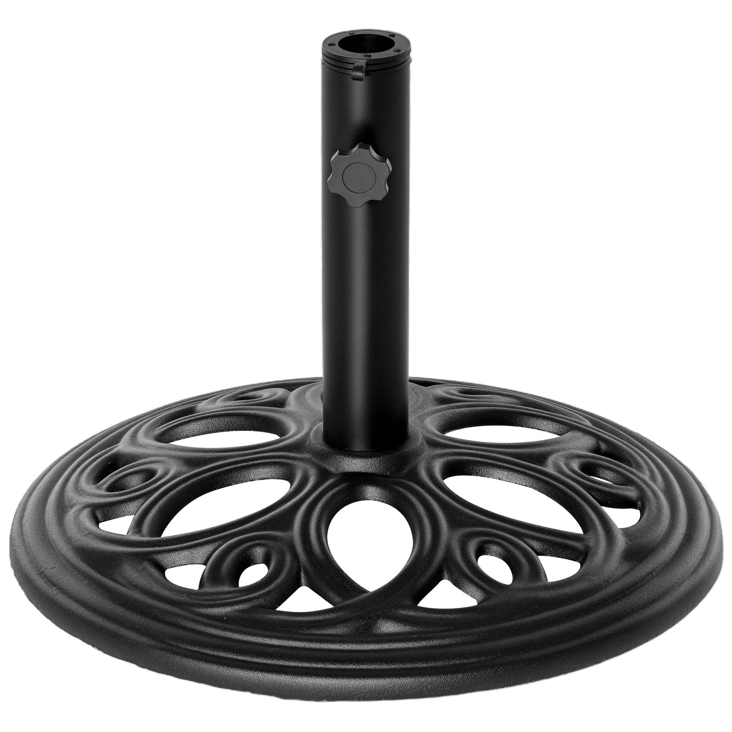 25lbs Cast Iron Round Patio Umbrella Base Stand, Umbrella Holder for Outdoor, Patio, Garden, Deck and Beach, Fit Dia. 1.5", 2" Pole, Black