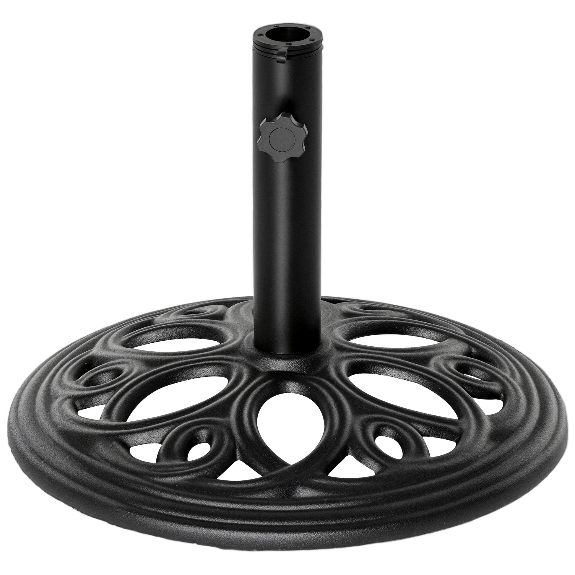 25lbs Cast Iron Round Patio Umbrella Base Stand, Umbrella Holder for Outdoor, Patio, Garden, Deck and Beach, Fit Dia. 1.5", 2" Pole, Black
