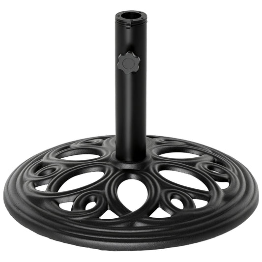 25lbs Cast Iron Round Patio Umbrella Base Stand, Umbrella Holder for Outdoor, Patio, Garden, Deck and Beach, Fit Dia. 1.5", 2" Pole, Black