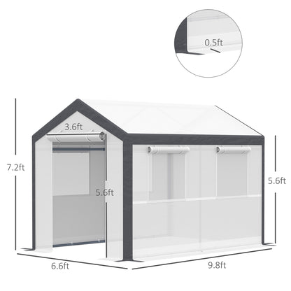 6.6' x 10' x 7' Heavy Duty Walk-In Greenhouse Vegetable Seed Growth Tent Outdoor Plant Growing Tunnel Warm House Flower Shed Backyard White