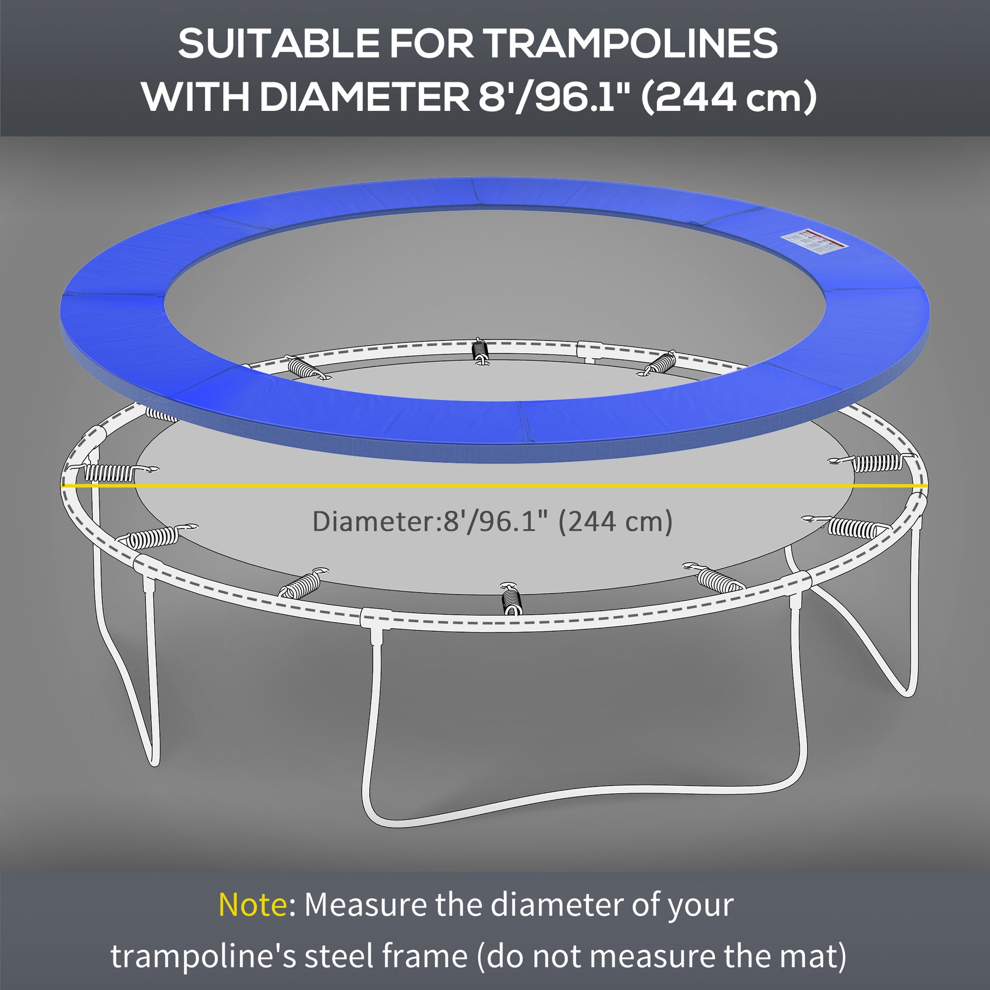 Φ10ft Trampoline Replacement Safety Pad Trampoline Pad Waterproof Spring Cover Blue