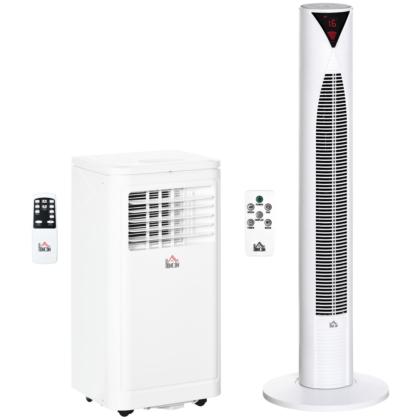 8000 BTU Portable Air Conditioner and Tower Fan Set, 344 Sq. Ft., 3-in-1 Portable AC Unit and Floor Fan with Timer On/off, Remote, Window Kits, White