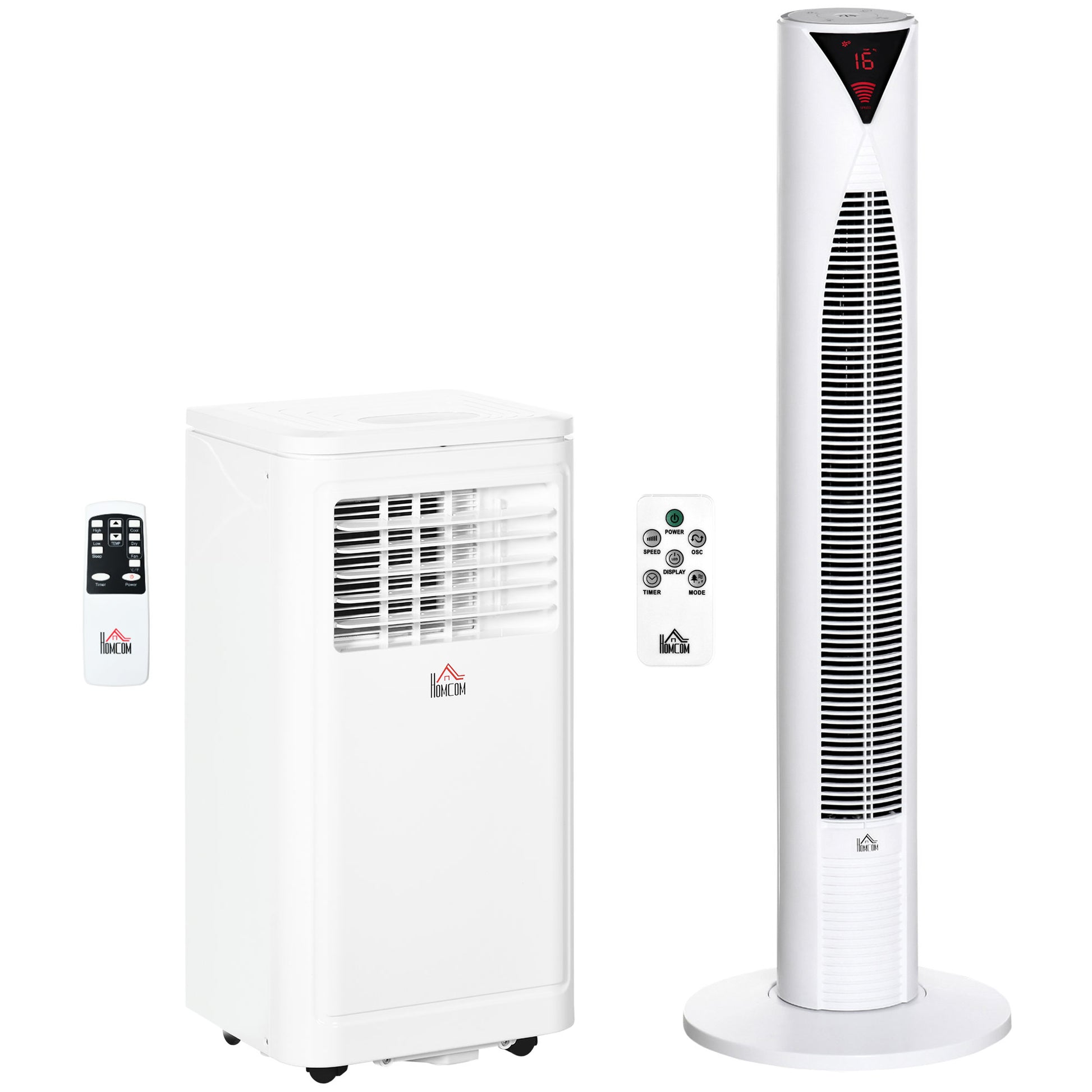8000 BTU Portable Air Conditioner and Tower Fan Set, 344 Sq. Ft., 3-in-1 Portable AC Unit and Floor Fan with Timer On/off, Remote, Window Kits, White