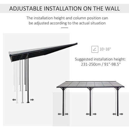 Outdoor Pergola with Adjustable Height, 14ft x 10ft Outdoor Hardtop Pergola Gazebo, Restaurants & Homes, Grey