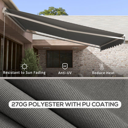 13' x 10' Electric Retractable Awning Sun Shade Shelter w/ Remote Controller for Deck Balcony Yard, Light Grey