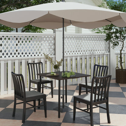 Patio Dining Table with Umbrella Hole for 4 People, Aluminium Legs, for Backyard Lawn Balcony, 31.5" x 31.5", Brown