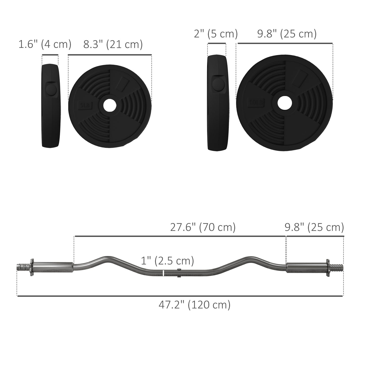 Soozier 50LBS Barbell Weight Set, Adjustable Weights with Curl Bar for Home Gym Women and Men Weight Lifting Training