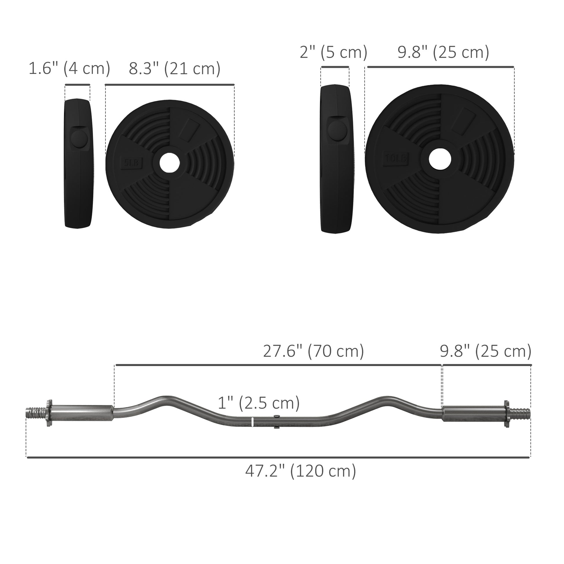 Soozier 50LBS Barbell Weight Set, Adjustable Weights with Curl Bar for Home Gym Women and Men Weight Lifting Training