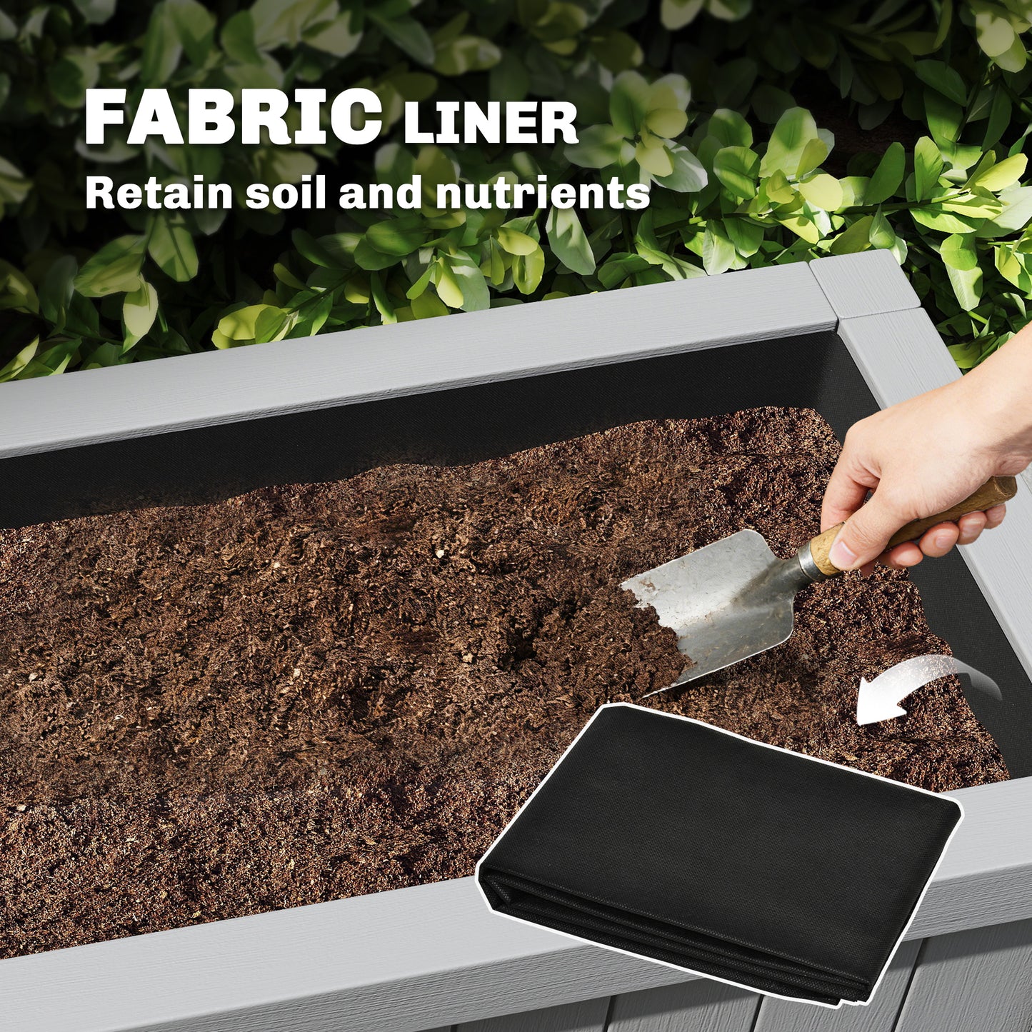 Raised Garden Bed with Legs, HDPE Raised Planter with Drainage Holes and Liner for Vegetables Flowers Herbs