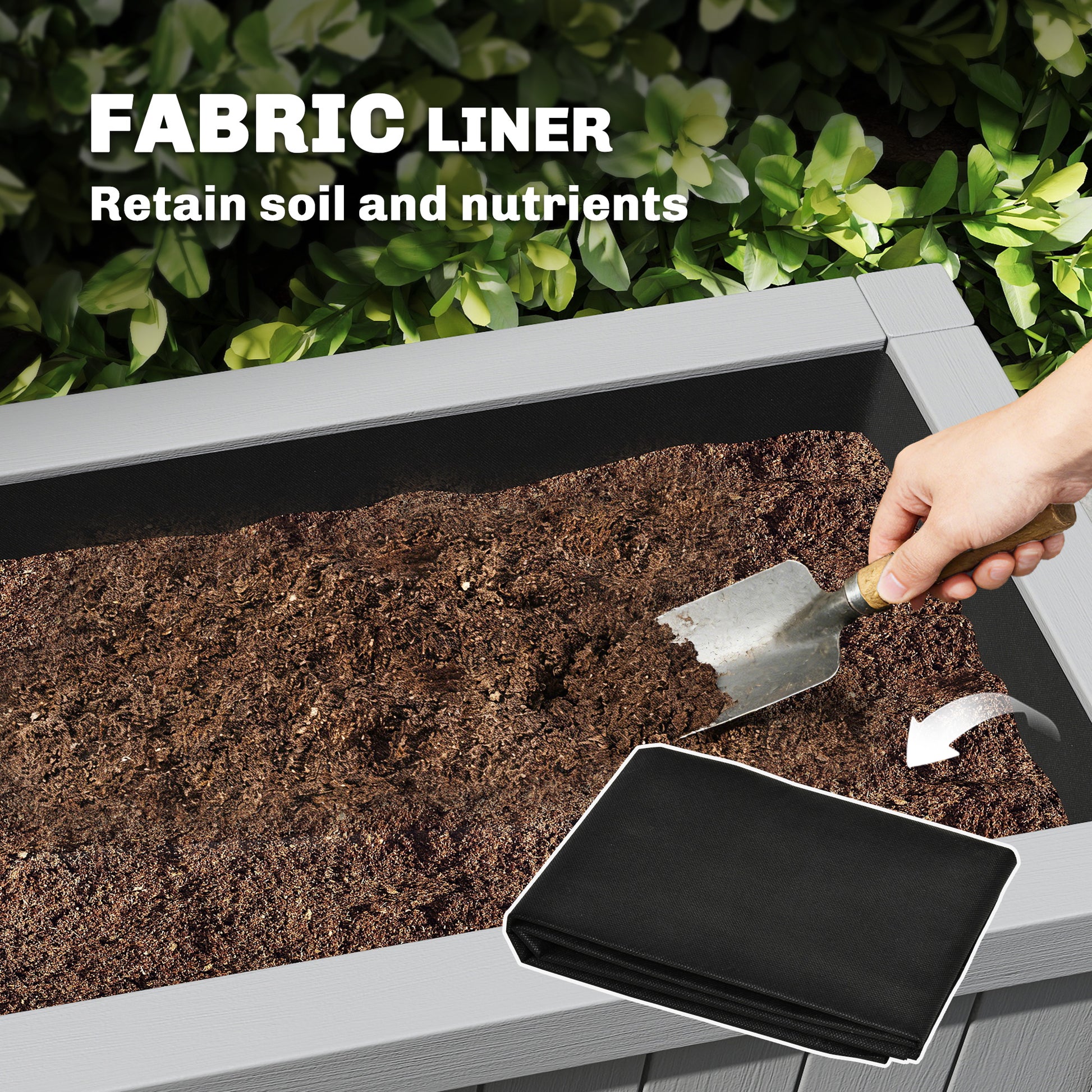 Raised Garden Bed with Legs, HDPE Raised Planter with Drainage Holes and Liner for Vegetables Flowers Herbs