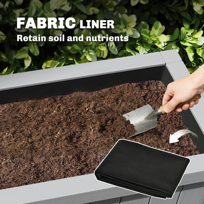 Raised Garden Bed with Legs, HDPE Raised Planter with Drainage Holes and Liner for Vegetables Flowers Herbs