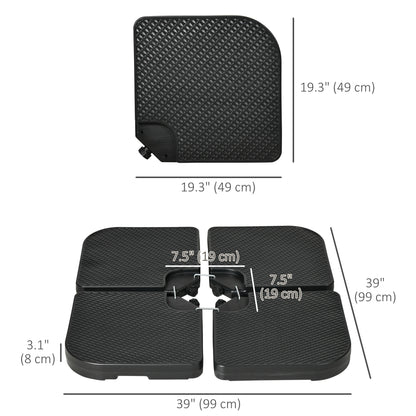 4PCs Cantilever Umbrella Base Weights for Offset Banana Parasol, HDPE Water or Sand Filled Patio Umbrella Weights for Cross Base Stand with Built-in Handles, Black