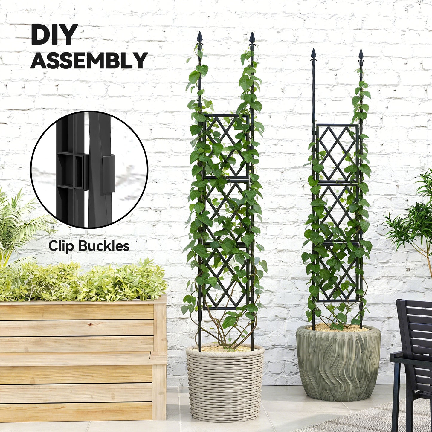 Foldable Garden Trellis, 33.5 x 77.6 Inch Lattice Climbing Support Trellis for Garden, DIY Assembly, Black