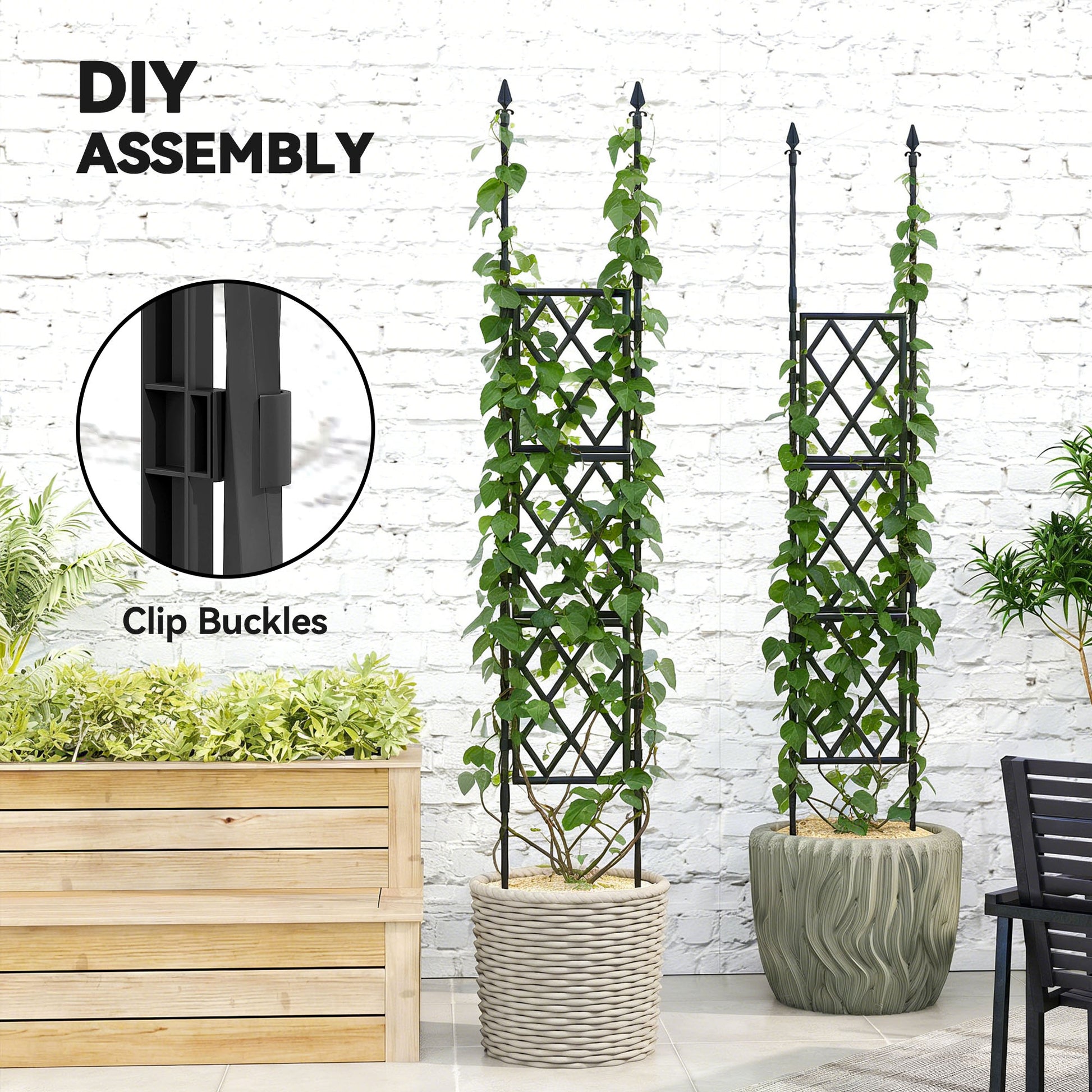 Foldable Garden Trellis, 33.5 x 77.6 Inch Lattice Climbing Support Trellis for Garden, DIY Assembly, Black