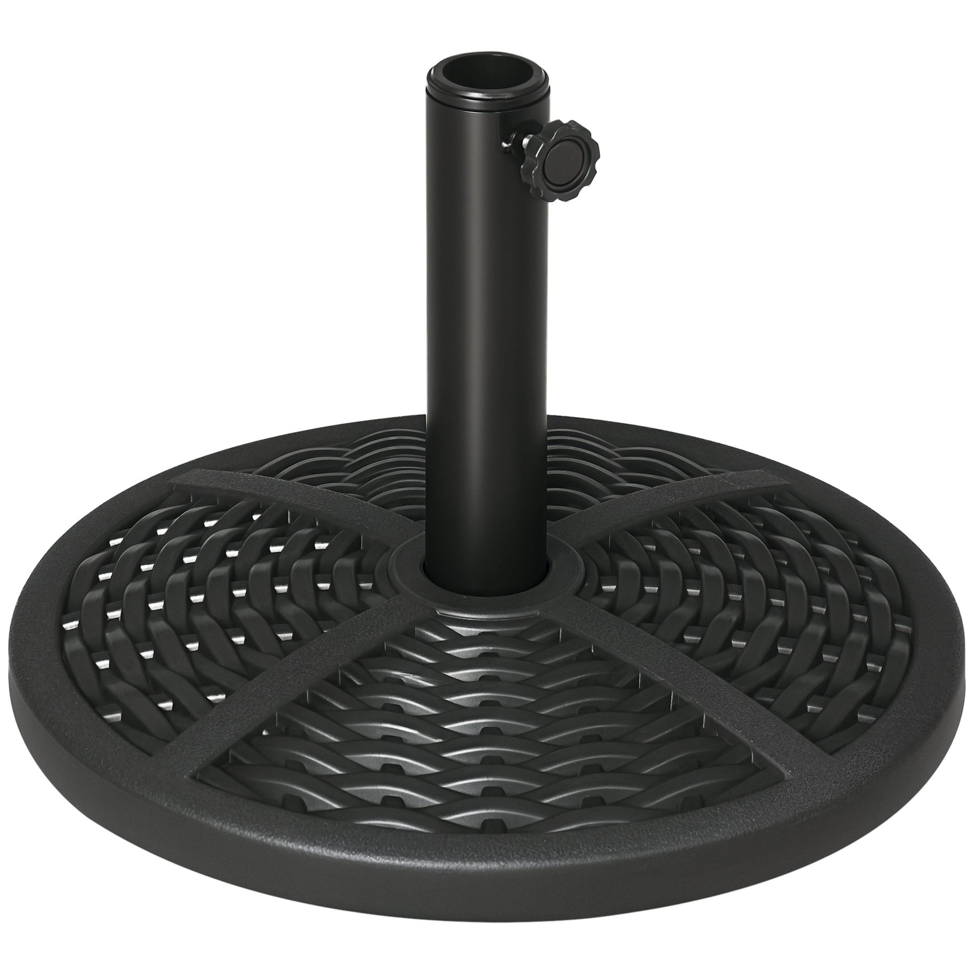 21 lbs Cement Round Market Umbrella Base Holder, 18" Heavy Duty Parasol Stand with Rattan Design for Patio, Black