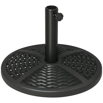 21 lbs Cement Round Market Umbrella Base Holder, 18" Heavy Duty Parasol Stand with Rattan Design for Patio, Black